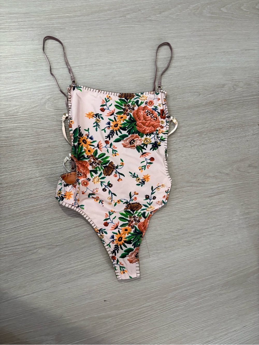 Floral Print One-Piece Swimsuit - Pink Floral
